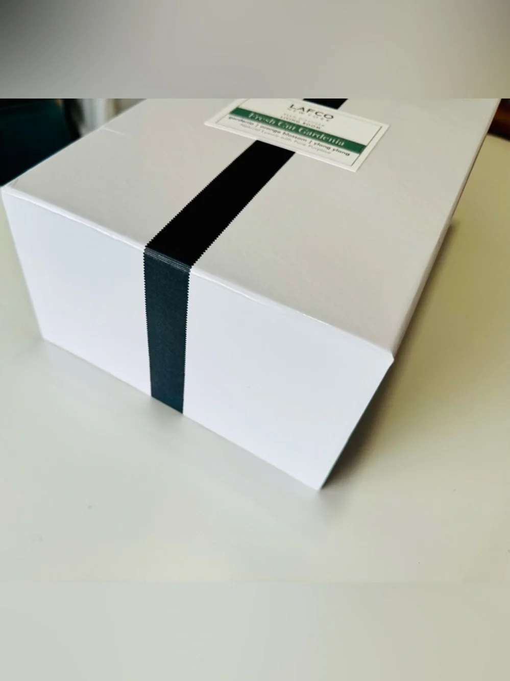 LAFCO 12” Thick Heavy Glossy White Gift Box w Black Ribbon